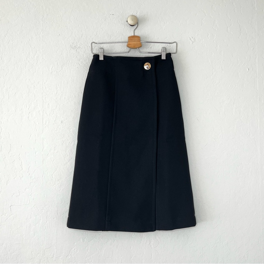 Givenchy Gold Clasp Wrap Slit Skirt